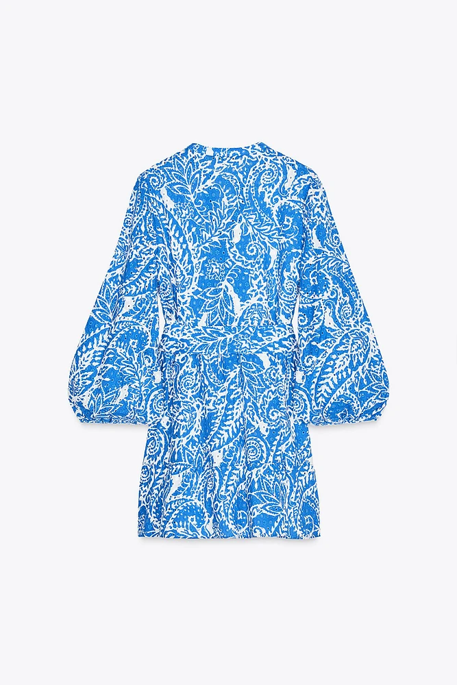 EMBROIDERED BELTED SHIRT DRESS