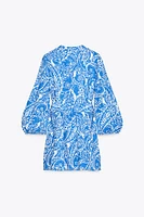 EMBROIDERED BELTED SHIRT DRESS