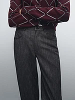 Straight-leg flecked cotton blend trousers