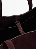 Half icon split suede bag