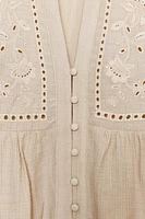 SHORT EMBROIDERED EYELET BLOUSE