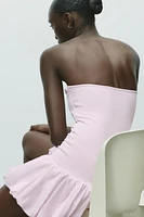 BALLOON STRAIGHT NECK MINI DRESS