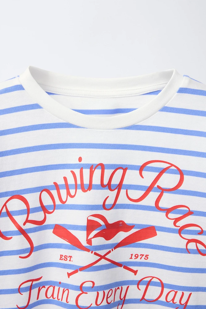 T-SHIRT À RAYURES IMPRIMÉ NAUTIQUE