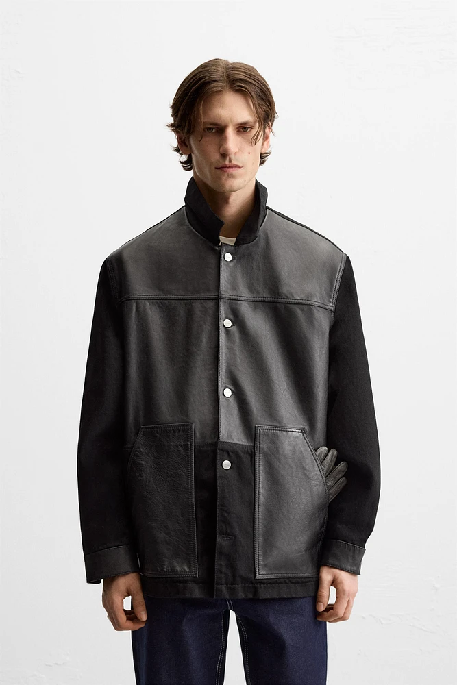 CONTRASTING LEATHER JACKET