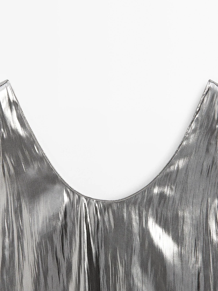 Flowing metallic strappy top