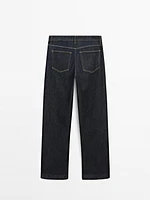 High-waist straight-leg jeans with seam details