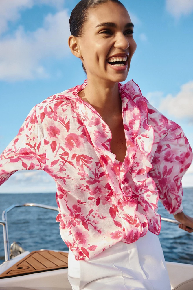 RUFFLED PRINT BLOUSE