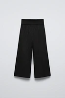 RIBBED BELTED POPLIN PANTS