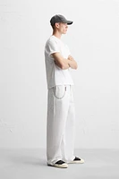 WIDE FIT ABSTRACT PRINT PANTS