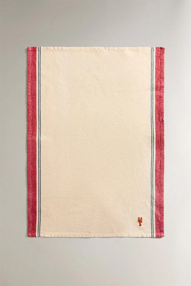 EMBROIDERED KITCHEN TOWEL WITH LOBSTER