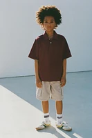 DISTRESSED EFFECT TWILL POCKET SHORTS