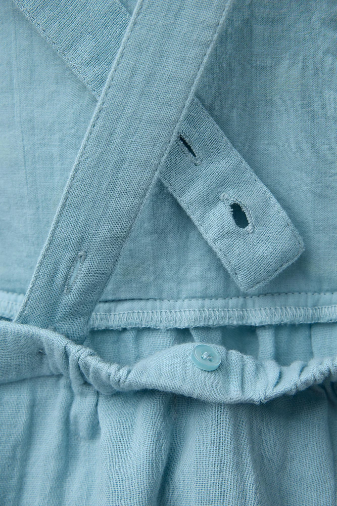 TEXTURED EMBROIDERED ROMPER