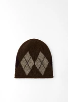 ARGYLE KNIT BEANIE