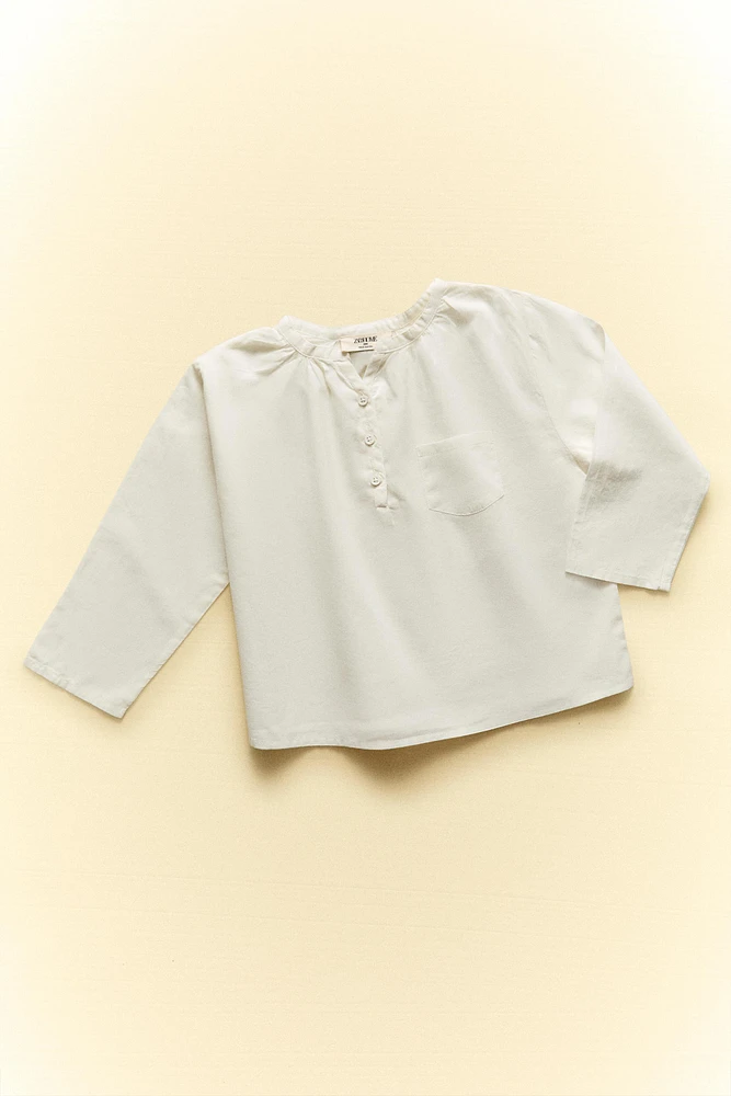 CHILDREN’S SOLID COTTON LONG BLOUSE