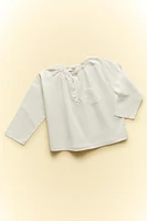 CHILDREN’S SOLID COTTON LONG BLOUSE