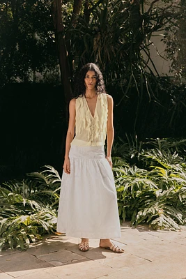 SEMI-SHEER RUFFLED TOP