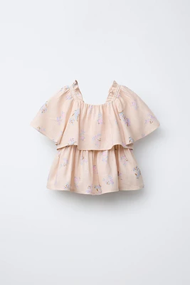 LINEN RUFFLE BLOUSE
