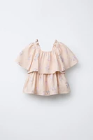 LINEN RUFFLE BLOUSE