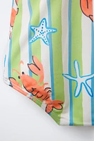 2-6 YEARS/ STRIPED AND LOBSTER PRINT SWIMSUIT