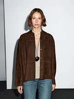 Suede leather overshirt