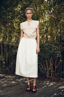 COMBINATION POPLIN DRESS