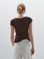 Pointelle cutwork T-shirt