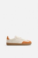 CONTRAST SOLE LEATHER SNEAKERS