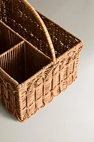 PICNIC HAMPER WITH A RATTAN HANDLE