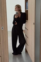RIBBED POLO NECK T-SHIRT