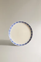 CERAMIC DESSERT PLATE WITH CHECKED RIM