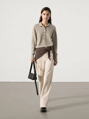 100% cashmere knit polo sweater