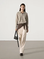 100% cashmere knit polo sweater