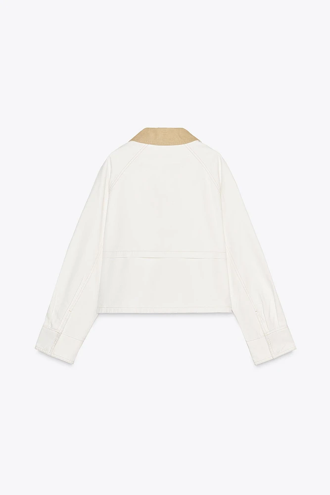 VESTE CIRÉE AVEC COL EN CONTRASTE