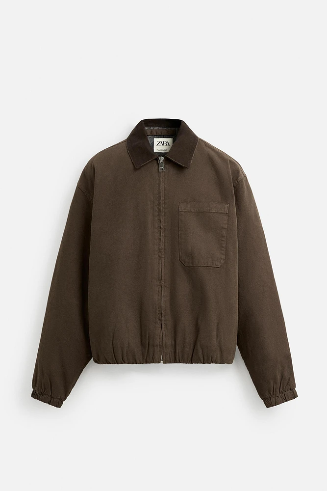 CONTRAST COLLAR CANVAS JACKET