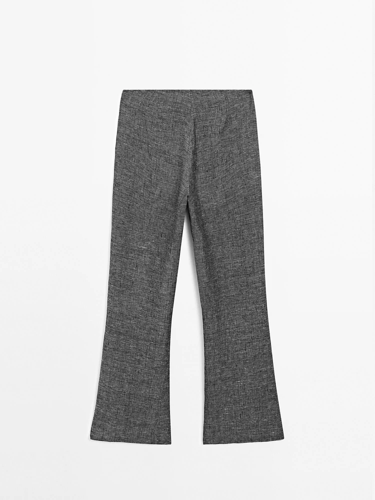 100% linen straight-leg trousers