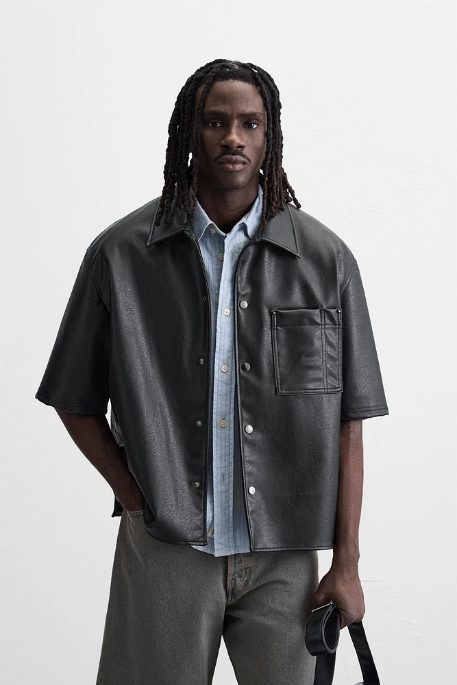 FAUX LEATHER OVERSHIRT