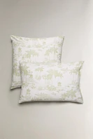 TAIE D’OREILLER SATIN TOILE DE JOUY PALMIERS
