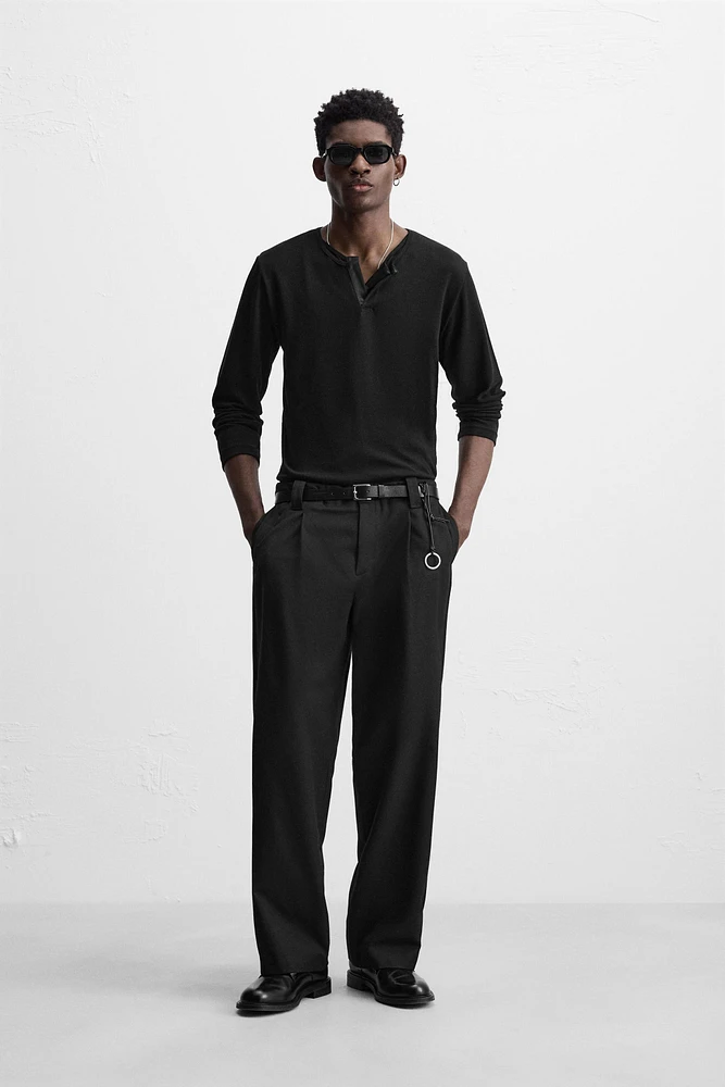 SEMI-SHEER T-SHIRT WITH FRONT OPENING