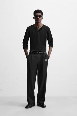 SEMI-SHEER T-SHIRT WITH FRONT OPENING