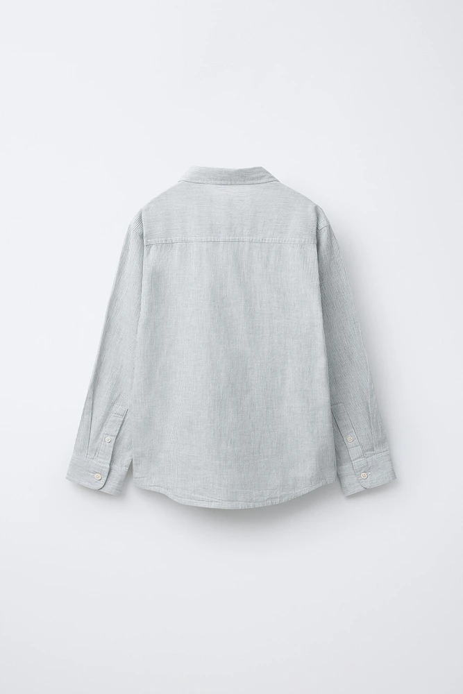 STRIPED LINEN BLEND SHIRT