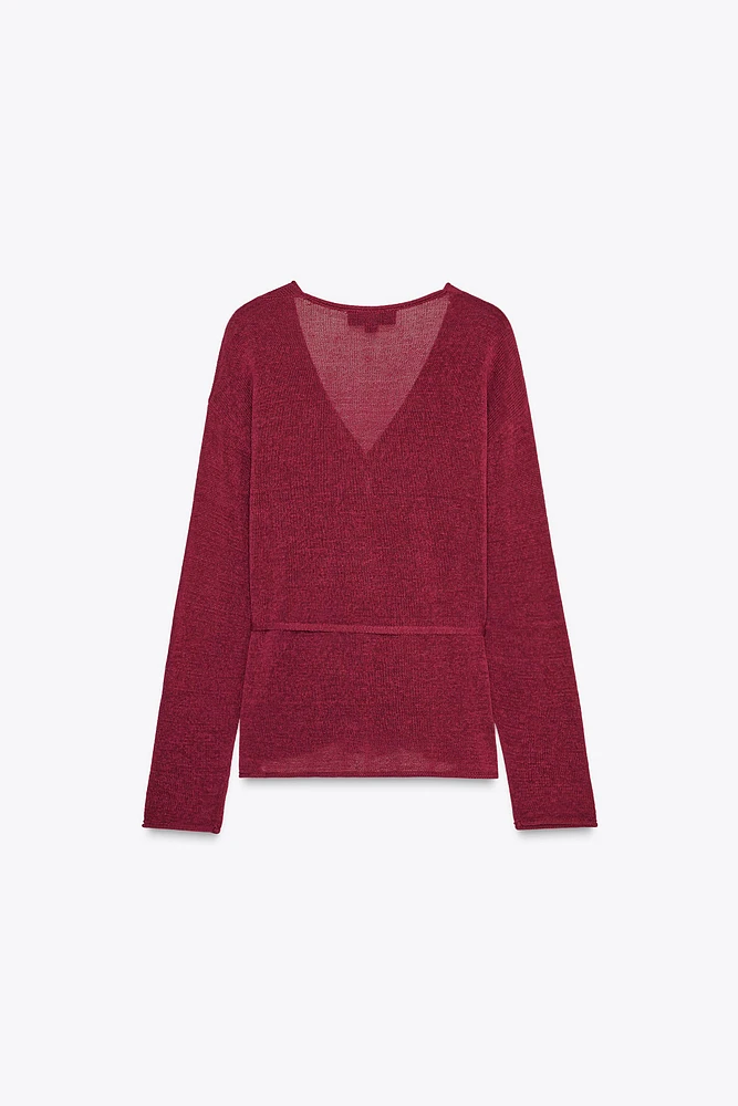 VESTE EN MAILLE AVEC LIN