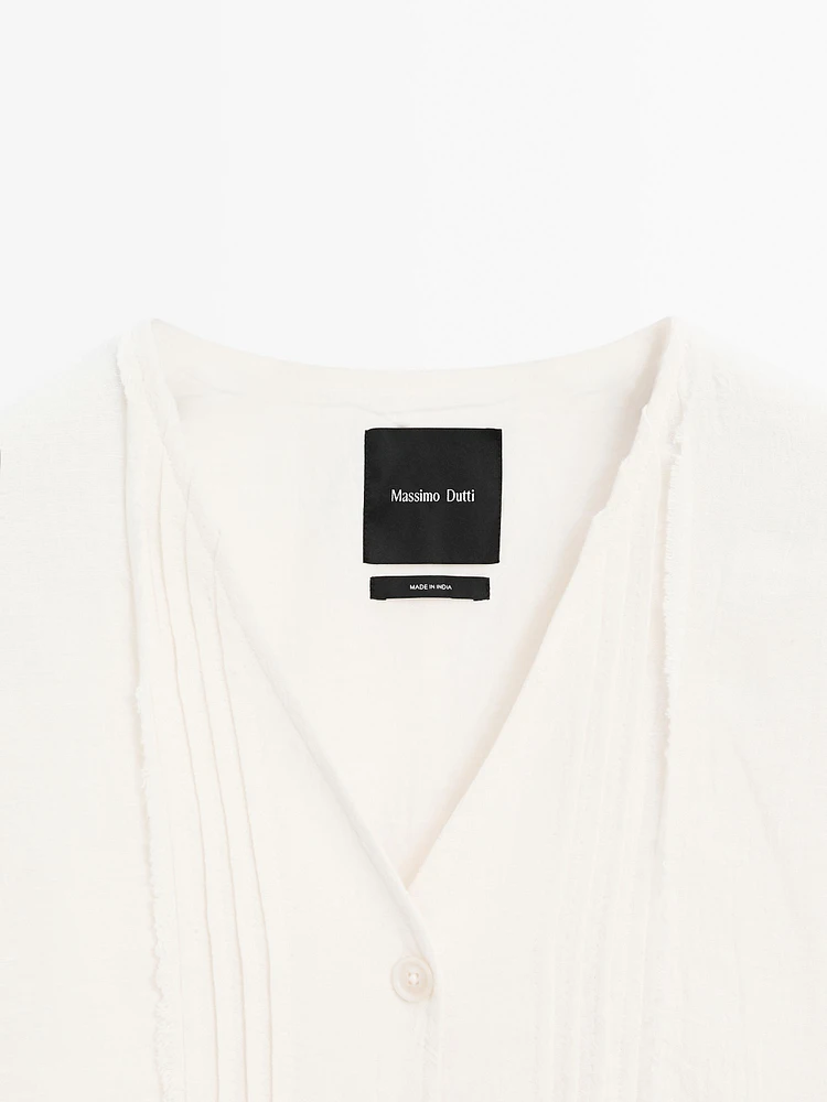 Cotton blend blouse with embroidery