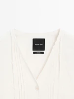 Cotton blend blouse with embroidery
