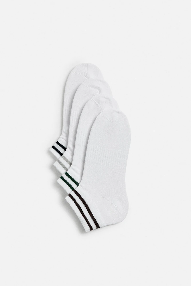 LOT DE 4 PAIRES CHAUSSETTES BASSES À BANDES