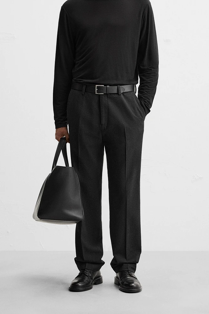 WOOL BLEND TEXTURED PANTS