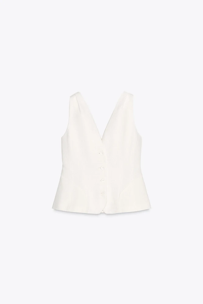 ZW COLLECTION LINEN BLEND VOLUME VEST