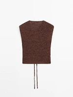 Veste sans manches lacée en crochet de coton mélangé