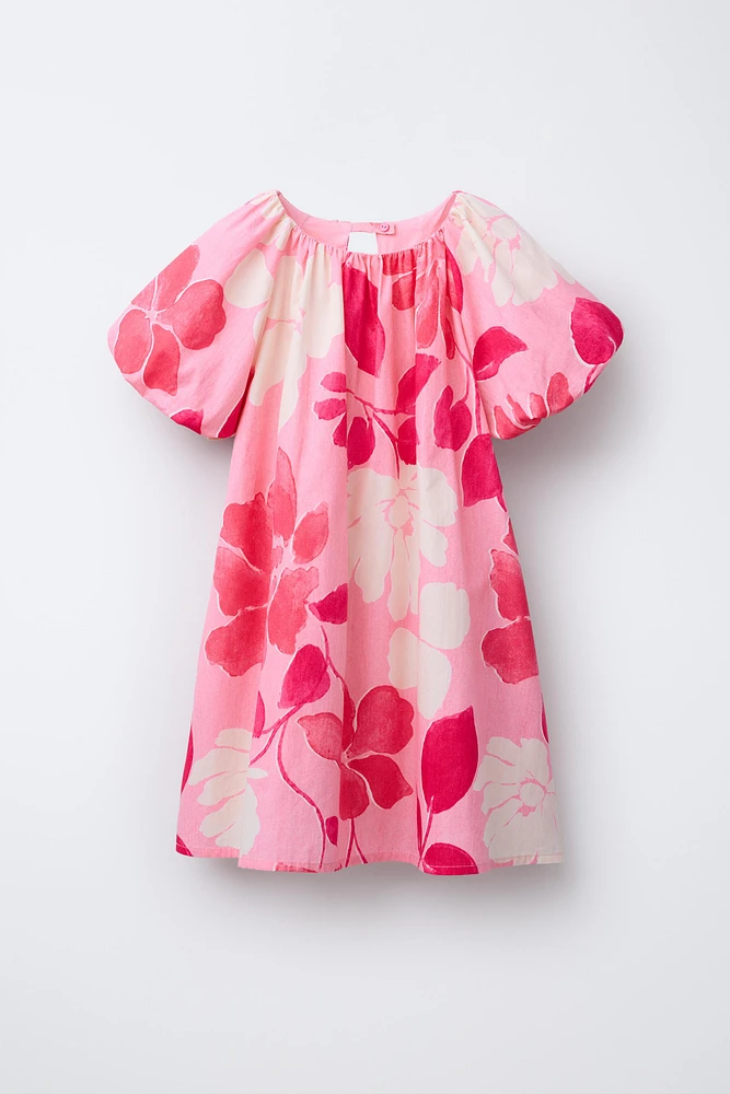 VOLUMINOUS FLORAL DRESS