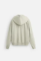 WASHED HOODED ZIP SWEATSHIRT