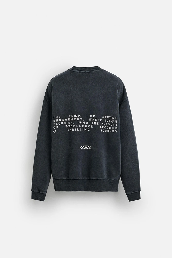 WASHED PRINT BOXY FIT SWEATSHIRT